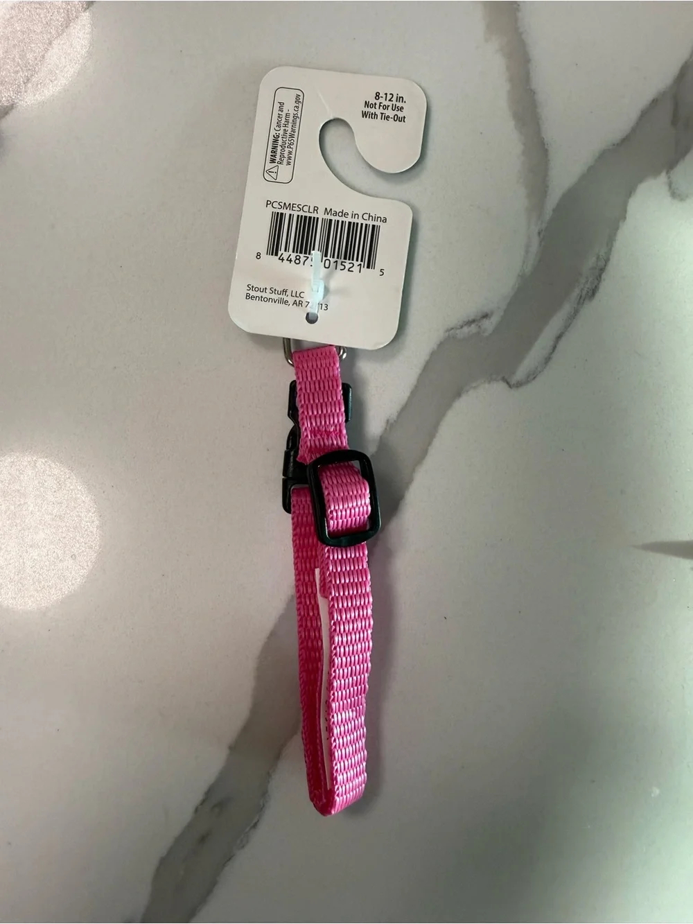 Stout Stuff Pet Dog Sturdy Solid Collar Pink Adjustable Small 8-12 New